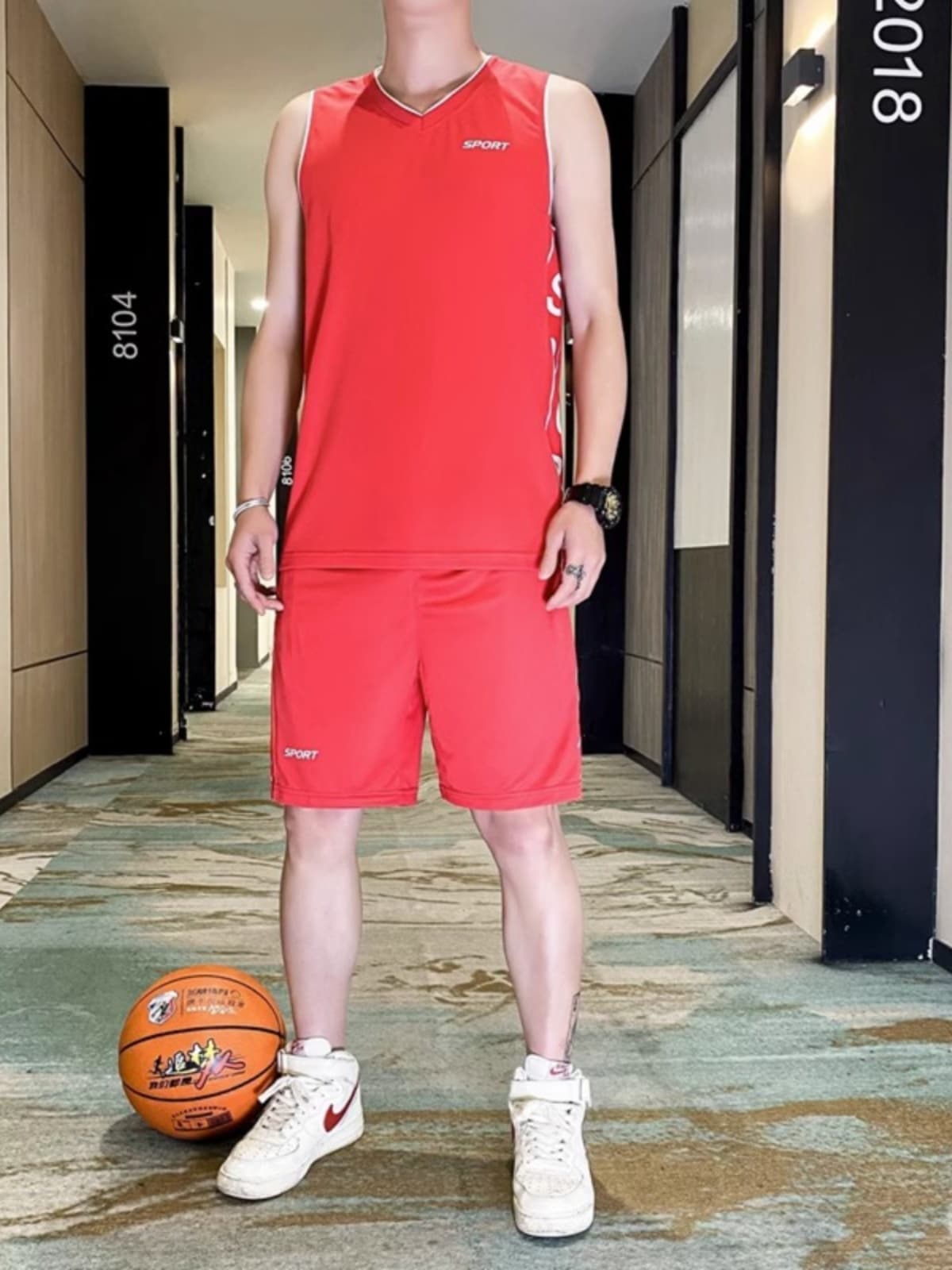 メンズスポーツウェア 涼感バスケットボールウェア上下セット