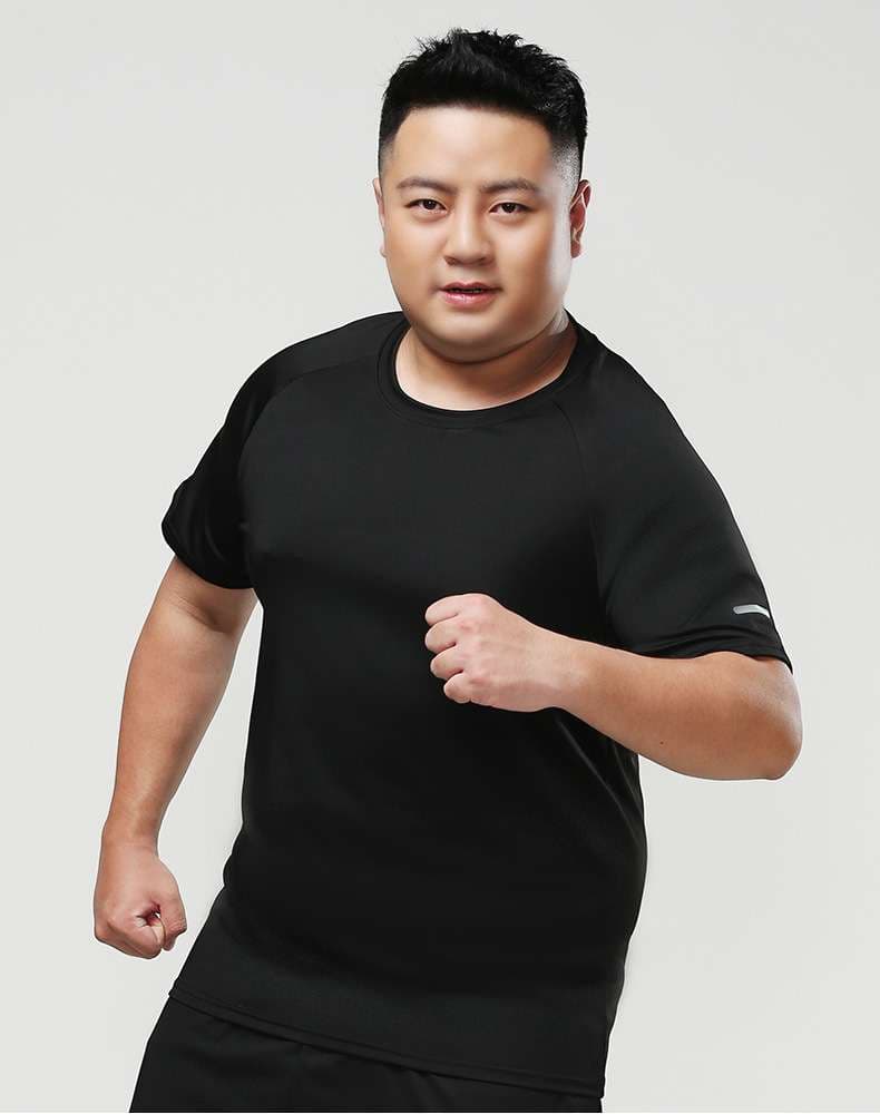 スポーツウェア専門店 大型サイズ対応 汗速乾ストレッチ トレーニング半袖シャツ
