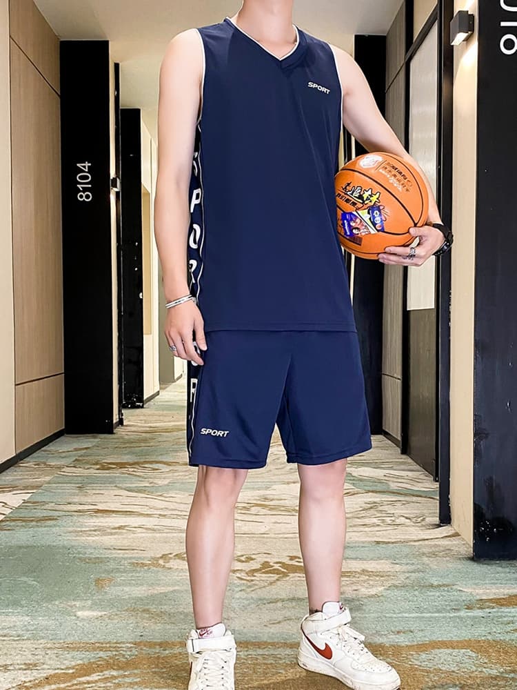 メンズスポーツウェア 涼感バスケットボールウェア上下セット
