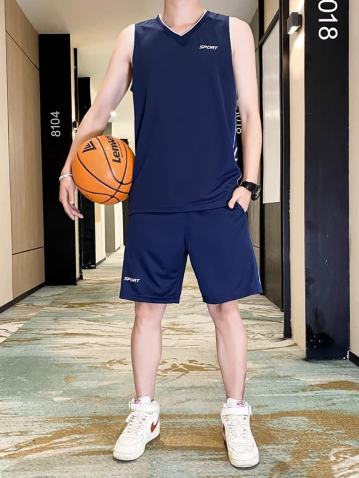 メンズスポーツウェア 涼感バスケットボールウェア上下セット
