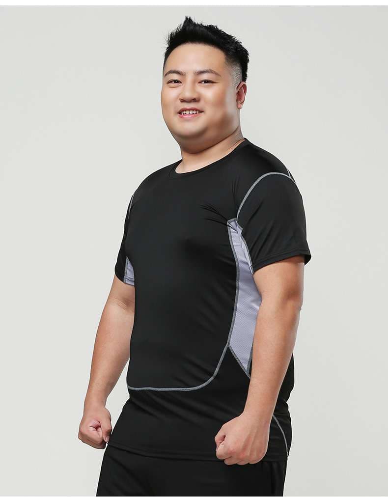 スポーツウェア専門店 大型サイズ対応 汗速乾ストレッチ トレーニング半袖シャツ