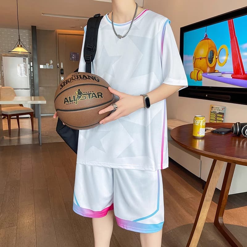 メンズスポーツウェア 青少年速乾バスケットボール半袖セットアップ