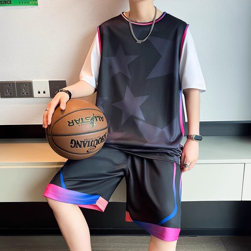 メンズスポーツウェア 青少年速乾バスケットボール半袖セットアップ
